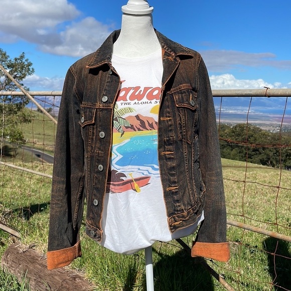 Lucky Brand Jackets & Blazers - 𝅺VTG 90’s Lucky Brand Orange Wash Denim Jacket